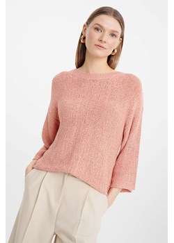 Dzianinowy różowy sweter damski z szerokim rękawem ze sklepu 5.10.15 w kategorii Swetry damskie - zdjęcie 170964425