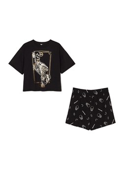 Cropp - Czarna dwuczęściowa piżama z nadrukiem - czarny ze sklepu Cropp w kategorii Piżamy damskie - zdjęcie 170964968