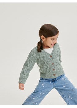 Reserved - Ażurowy kardigan - oliwkowy ze sklepu Reserved w kategorii Bluzy i swetry - zdjęcie 170965155