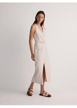 Reserved - Sukienka midi - beżowy ze sklepu Reserved w kategorii Sukienki - zdjęcie 170965376