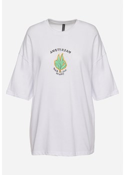 Biały T-shirt Oversize z Krótkim Rękawem i Nadrukiem Darlakia ze sklepu Born2be Odzież w kategorii Bluzki damskie - zdjęcie 170966287