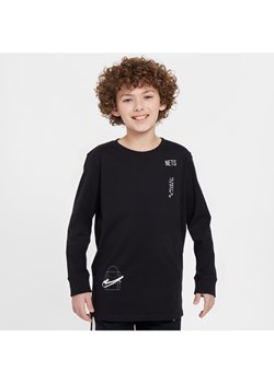 T-shirt z długim rękawem dla dużych dzieci (chłopców) Nike NBA Brooklyn Nets Courtside Max90 - Czerń ze sklepu Nike poland w kategorii T-shirty chłopięce - zdjęcie 170966476