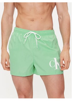 Calvin Klein Swimwear Szorty kąpielowe KM0KM00967 Zielony Regular Fit ze sklepu MODIVO w kategorii Kąpielówki - zdjęcie 170968167
