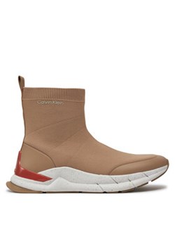 Calvin Klein Sneakersy Sockboot Runner HM0HM01241 Beżowy ze sklepu MODIVO w kategorii Buty sportowe męskie - zdjęcie 170968616