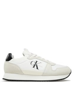 Calvin Klein Jeans Sneakersy Runner Sock Laceup Ny-Lth YM0YM00553 Biały ze sklepu MODIVO w kategorii Buty sportowe męskie - zdjęcie 170969686