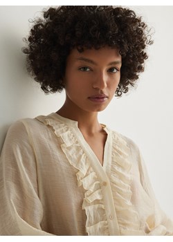 Reserved - Koszula z lyocellem - kremowy ze sklepu Reserved w kategorii Koszule damskie - zdjęcie 170971158