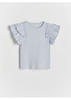 Reserved - T-shirt z falbankami na rękawach - jasnoniebieski ze sklepu Reserved w kategorii Bluzki dziewczęce - zdjęcie 170971219