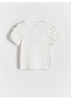 Reserved - Bluzka z bufiastymi rękawami - biały ze sklepu Reserved w kategorii Bluzki dziewczęce - zdjęcie 170971489