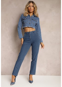 Granatowe Klasyczne Spodnie o Fasonie Regular Melauca ze sklepu Renee odzież w kategorii Spodnie damskie - zdjęcie 170972826
