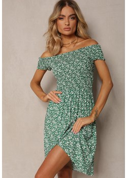 Zielona Rozkloszowana Sukienka w Kwiatowy Print z Bawełny o Fasonie Hiszpanki Rosaki ze sklepu Renee odzież w kategorii Sukienki - zdjęcie 170973037