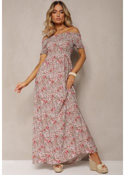 Różowa Długa Sukienka Bawełniana Hiszpanka w Kwiatowy Wzór Nrosa ze sklepu Renee odzież w kategorii Sukienki - zdjęcie 170973077