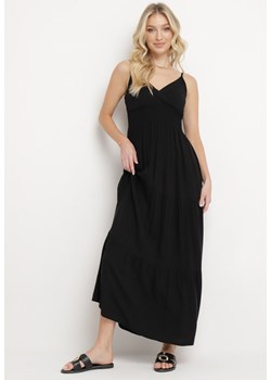Czarna Sukienka Rozkloszowana na Regulowanych Ramiączkach z Bawełny Aletise ze sklepu Born2be Odzież w kategorii Sukienki - zdjęcie 170973496