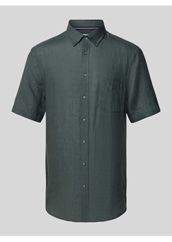 Koszula lniana o kroju regular fit z kołnierzykiem typu button down ze sklepu Peek&Cloppenburg  w kategorii Koszule męskie - zdjęcie 170973808