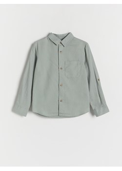 Reserved - Koszula z lnem - jasnozielony ze sklepu Reserved w kategorii Koszule chłopięce - zdjęcie 170977096