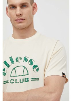Ellesse t-shirt bawełniany Club T-Shirt męski kolor beżowy z nadrukiem SHV20259 ze sklepu ANSWEAR.com w kategorii T-shirty męskie - zdjęcie 170979457
