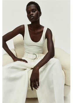 H & M - Prążkowane body thong - Biały ze sklepu H&M w kategorii Bluzki damskie - zdjęcie 170979567