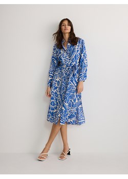 Reserved - Wzorzysta sukienka midi z wiskozy - niebieski ze sklepu Reserved w kategorii Sukienki - zdjęcie 170980779