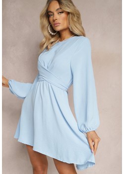 Niebieska Sukienka Rozkloszowana z Gumką w Pasie Thelo ze sklepu Renee odzież w kategorii Sukienki - zdjęcie 170983115