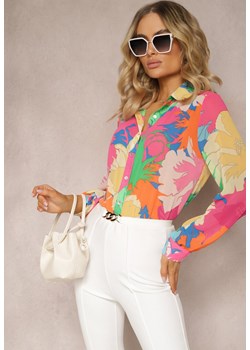 Fuksjowa Koszula Klasyczna w Kwiatowy Wzór Acitina ze sklepu Renee odzież w kategorii Koszule damskie - zdjęcie 170983275