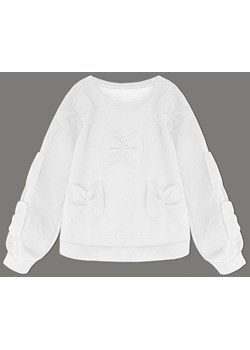 Ciepła bluza damska z kokardkami biała (23999) ze sklepu goodlookin.pl w kategorii Bluzy damskie - zdjęcie 170986278