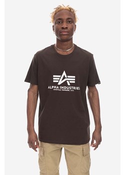 Alpha Industries t-shirt bawełniany Basic kolor brązowy z nadrukiem 100501.413-BRAZOWY ze sklepu ANSWEAR.com w kategorii T-shirty męskie - zdjęcie 170989247