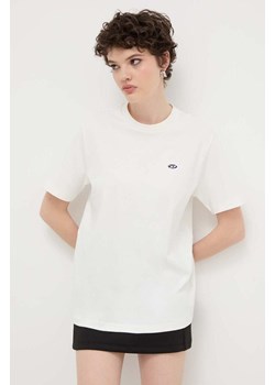 Diesel t-shirt bawełniany damski kolor beżowy ze sklepu ANSWEAR.com w kategorii Bluzki damskie - zdjęcie 170989425