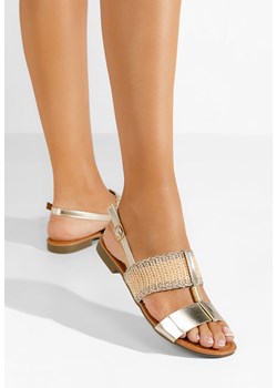 Złote sandały płaski Almita ze sklepu Zapatos w kategorii Sandały damskie - zdjęcie 170990395