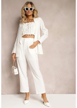 Białe Eleganckie Spodnie Zapinane na Zamek Błyskawiczny Andantino ze sklepu Renee odzież w kategorii Spodnie damskie - zdjęcie 170992328