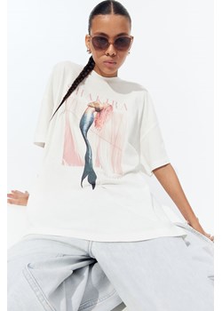 H & M - T-shirt oversize z nadrukiem - Biały ze sklepu H&M w kategorii Bluzki damskie - zdjęcie 170993538