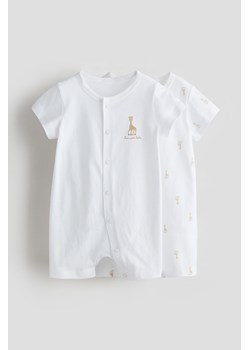 H & M - Bawełniana piżama jednoczęściowa 2-pak - Biały ze sklepu H&M w kategorii Odzież dla niemowląt - zdjęcie 170993569