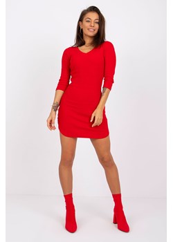 Dopasowana sukienka mini z długim rękawem - czerwona ze sklepu 5.10.15 w kategorii Sukienki - zdjęcie 171001289