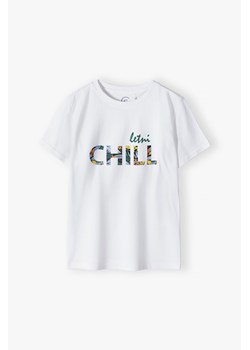 T-shirt dziewczęcy z napisem letni Chill - biały ze sklepu 5.10.15 w kategorii T-shirty chłopięce - zdjęcie 171001297