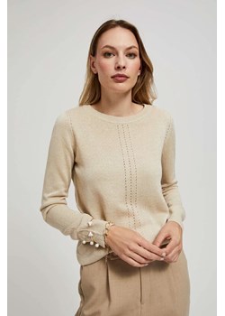 Sweter damski beżowy z ażurowym zdobieniem ze sklepu 5.10.15 w kategorii Swetry damskie - zdjęcie 171001315
