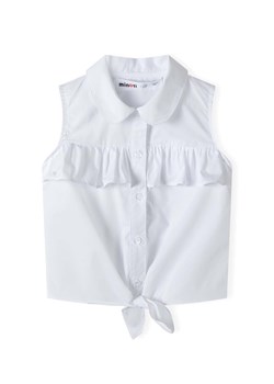 Wiązany top biały z kołnierzykiem dla dziewczynki ze sklepu 5.10.15 w kategorii Koszule dziewczęce - zdjęcie 171001319