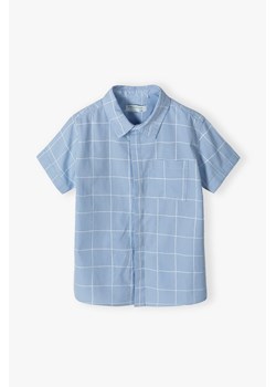 Niebieska koszula dla chłopca z krótkim rękawem w kratkę ze sklepu 5.10.15 w kategorii Koszule chłopięce - zdjęcie 171001335