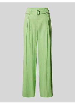 Spodnie lniane z szeroką nogawką i zakładkami w pasie ze sklepu Peek&Cloppenburg  w kategorii Spodnie damskie - zdjęcie 171001586