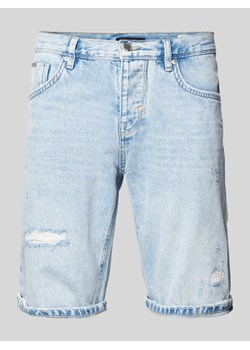 Szorty jeansowe o kroju slim fit z przetarciami ze sklepu Peek&Cloppenburg  w kategorii Spodenki męskie - zdjęcie 171001637