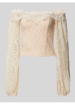 Bluzka krótka z odkrytymi ramionami i obszyciem koronką model ‘CAROL’ ze sklepu Peek&Cloppenburg  w kategorii Bluzki damskie - zdjęcie 171001689