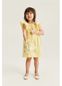 H & M - Bawełniana sukienka z elastycznym marszczeniem - Żółty ze sklepu H&M w kategorii Sukienki dziewczęce - zdjęcie 171004219