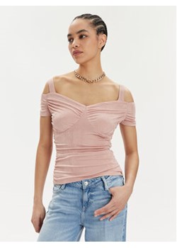 Guess Bluzka Emily W4GP17 KBEM0 Różowy Slim Fit ze sklepu MODIVO w kategorii Bluzki damskie - zdjęcie 171006979