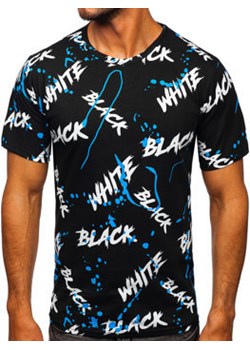 Czarno-niebieski t-shirt męski z nadrukiem Bolf 14939 ze sklepu Denley w kategorii T-shirty męskie - zdjęcie 171007179