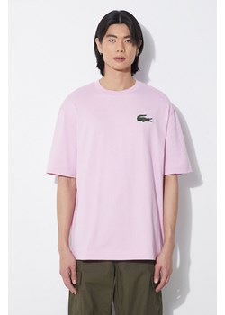 Lacoste t-shirt bawełniany kolor różowy z aplikacją ze sklepu PRM w kategorii T-shirty męskie - zdjęcie 171011725