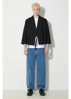 Kenzo kurtka z domieszką lnu Kimono Jacket kolor czarny przejściowa FE55VE1409GN.99 ze sklepu PRM w kategorii Kurtki męskie - zdjęcie 171011869
