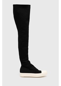 Rick Owens kozaki Denim Boots High Sock Sneaks damskie kolor czarny na płaskim obcasie DS01D1812.SBB.911 ze sklepu PRM w kategorii Kozaki damskie - zdjęcie 171011885