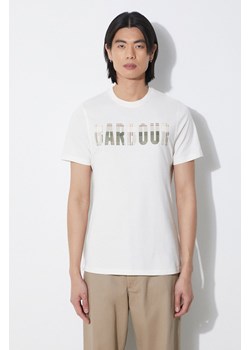 Barbour t-shirt bawełniany męski kolor beżowy z nadrukiem ze sklepu PRM w kategorii T-shirty męskie - zdjęcie 171011958