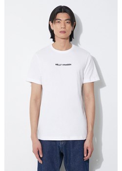 Helly Hansen t-shirt bawełniany męski kolor biały z aplikacją ze sklepu PRM w kategorii T-shirty męskie - zdjęcie 171011996