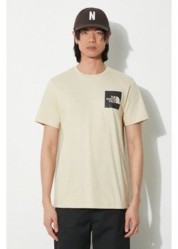 The North Face t-shirt bawełniany M S/S Fine Tee męski kolor beżowy z nadrukiem NF0A87ND3X41 ze sklepu PRM w kategorii T-shirty męskie - zdjęcie 171011998
