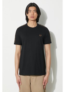 Fred Perry t-shirt bawełniany Contrast Tape Ringer T-Shirt męski kolor czarny z aplikacją M4613.U78 ze sklepu PRM w kategorii T-shirty męskie - zdjęcie 171012008