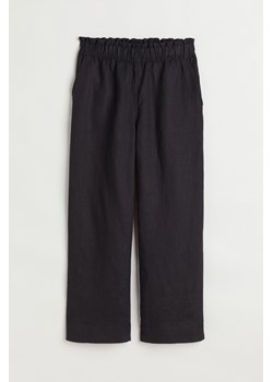 H & M - Lniane spodnie do kostki - Czarny ze sklepu H&M w kategorii Spodnie damskie - zdjęcie 171013805