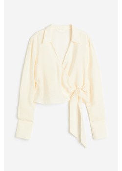 H & M - Krótka bluzka kopertowa - Biały ze sklepu H&M w kategorii Bluzki damskie - zdjęcie 171013809